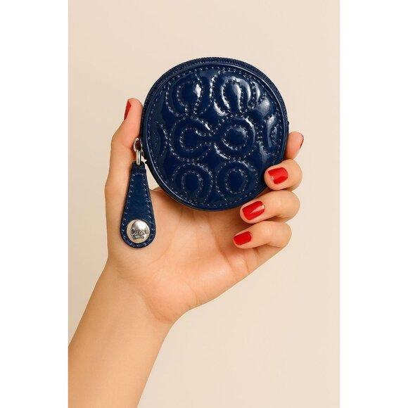 Coach Navy Leather Pouch Coin Wallet Change Purse Accessory Case BAG WOMEN'S - Picture 16 of 16